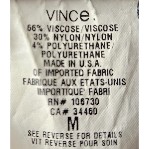 VINCE Women's M Leggings Black Elastic Waist Ankle Viscose Blend USA 27 x 28 - Picture 7 of 7